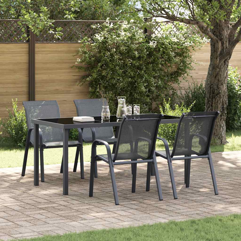 Stackable garden chairs 2 units grey textilene