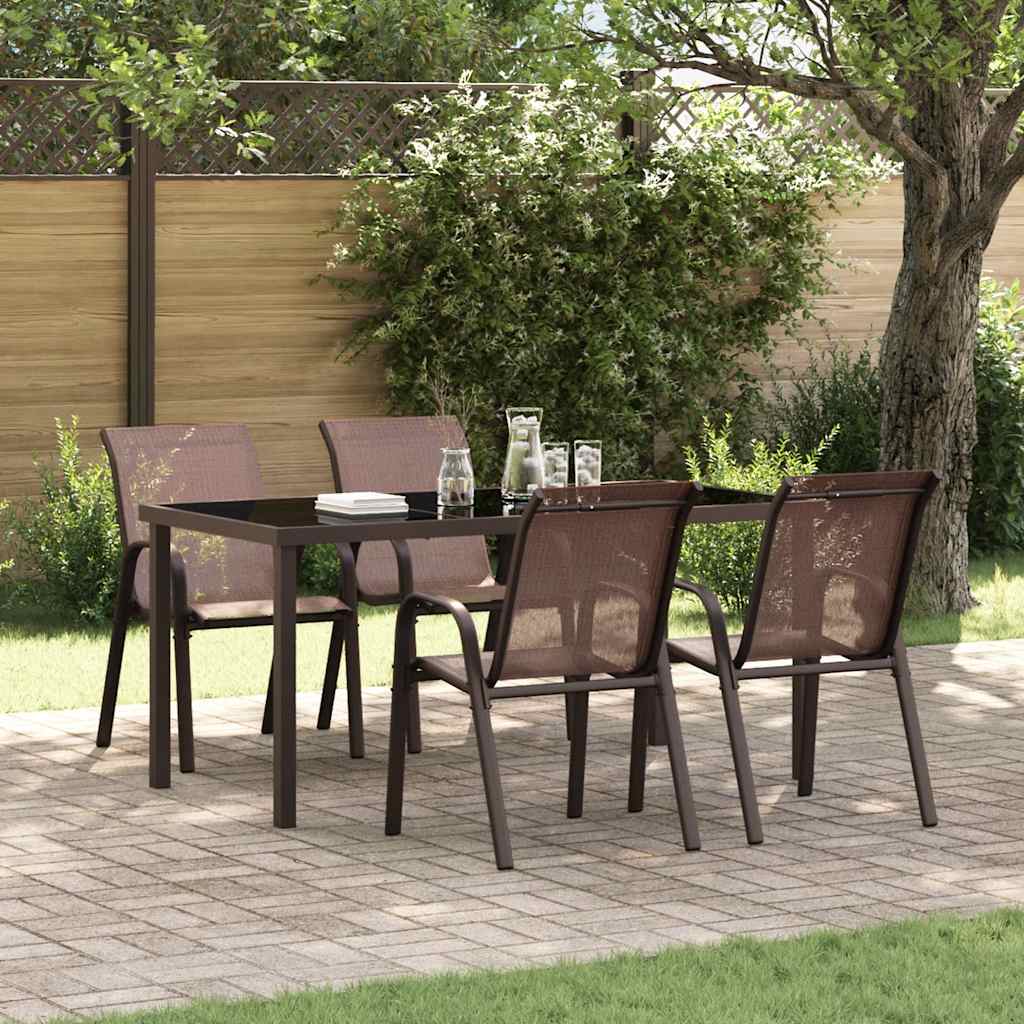 Stackable garden chairs 2 units grey textilene
