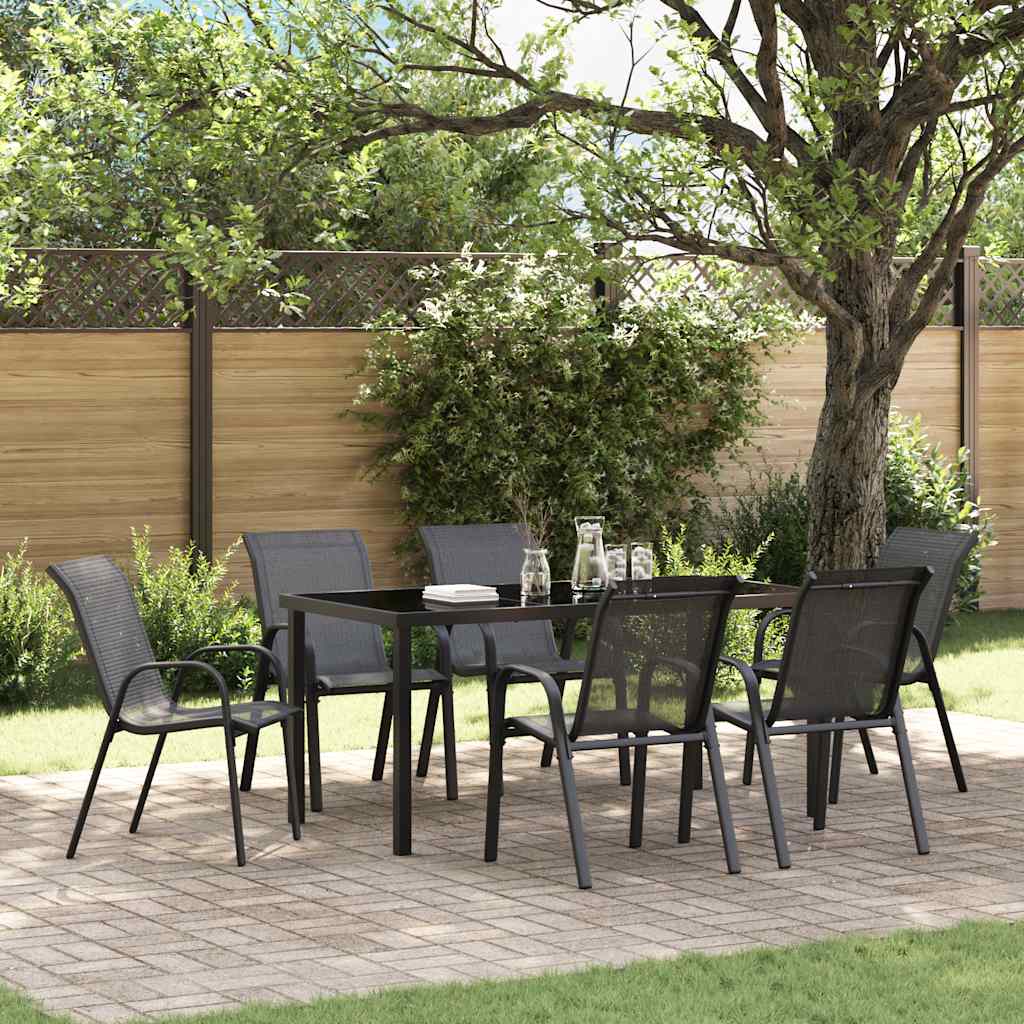 Stackable garden chairs 2 units grey textilene