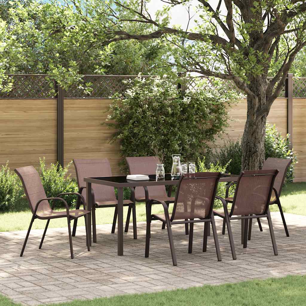 Stackable garden chairs 2 units grey textilene