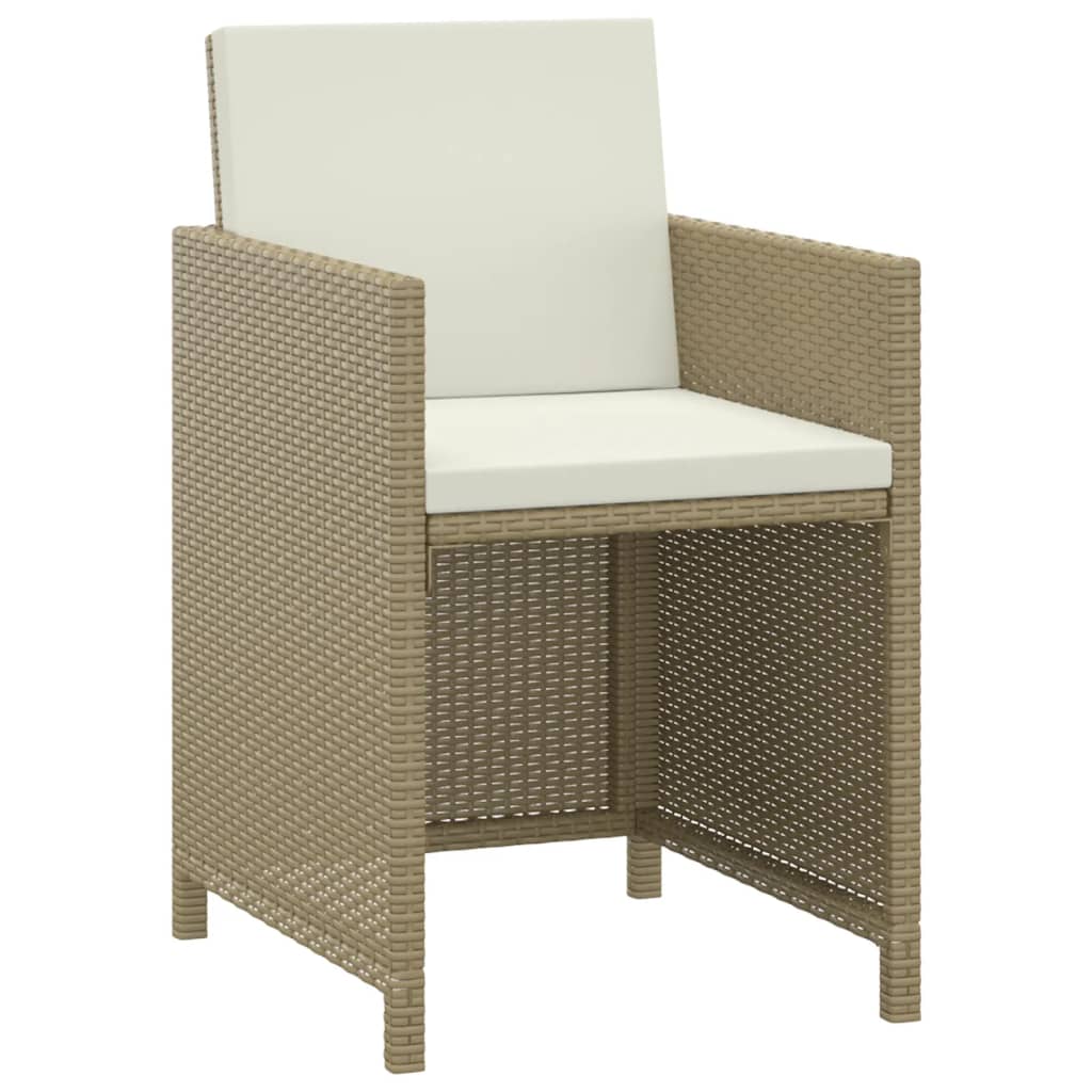 Set comedor de jardín 3 pzas con cojines ratán sintético beige