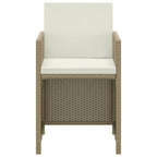 Set comedor de jardín 3 pzas con cojines ratán sintético beige