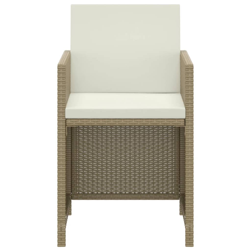 Set comedor de jardín 3 pzas con cojines ratán sintético beige