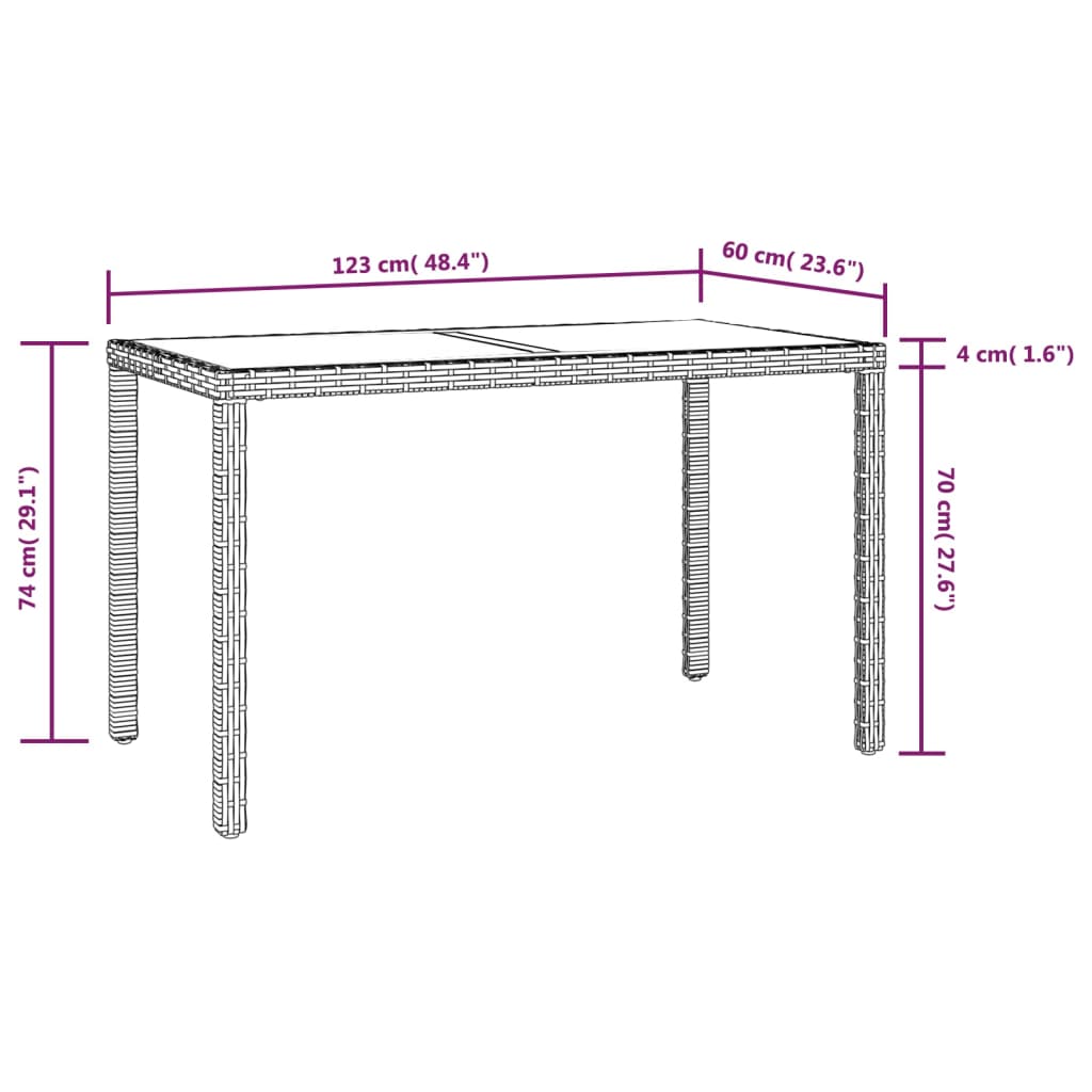 Set comedor de jardín 3 pzas con cojines ratán sintético beige