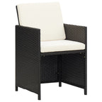 Set comedor de jardín 5 pzas con cojines ratán sintético negro