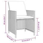 Set comedor de jardín 5 pzas con cojines ratán sintético negro