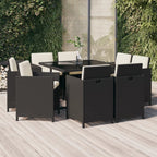 Juego de comedor de jardín 9 piezas ratán sintético marrón
