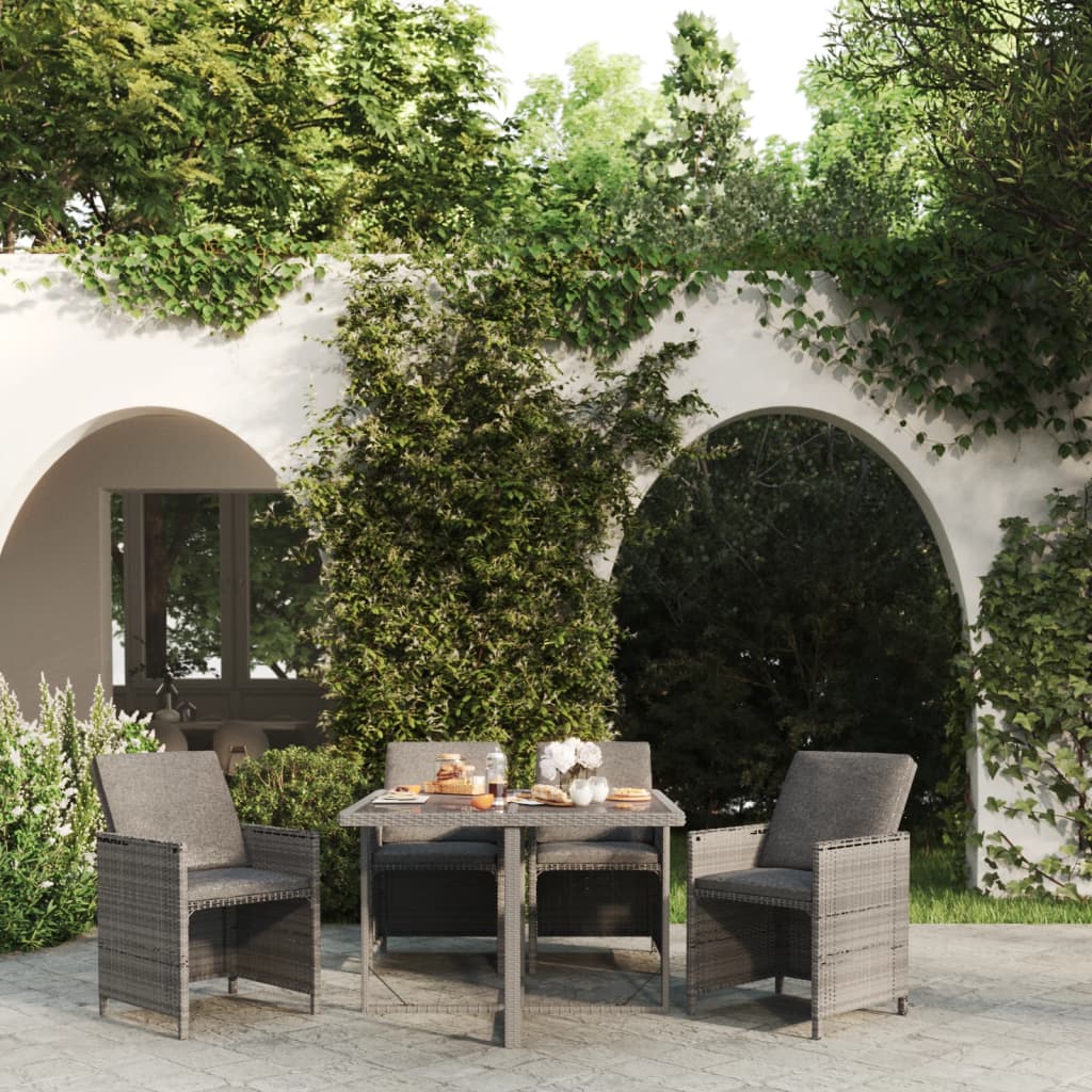 Juego de comedor de jardín 9 piezas ratán sintético marrón