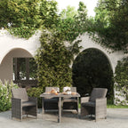 Juego de comedor de jardín 9 piezas ratán sintético marrón