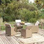Set comedor de jardín 11 piezas y cojines ratán sintético beige