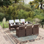 Set comedor de jardín 11 piezas y cojines ratán sintético beige