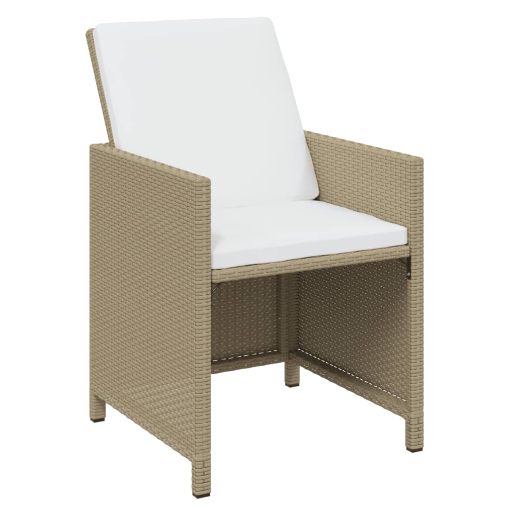 Set comedor de jardín 11 piezas y cojines ratán sintético beige