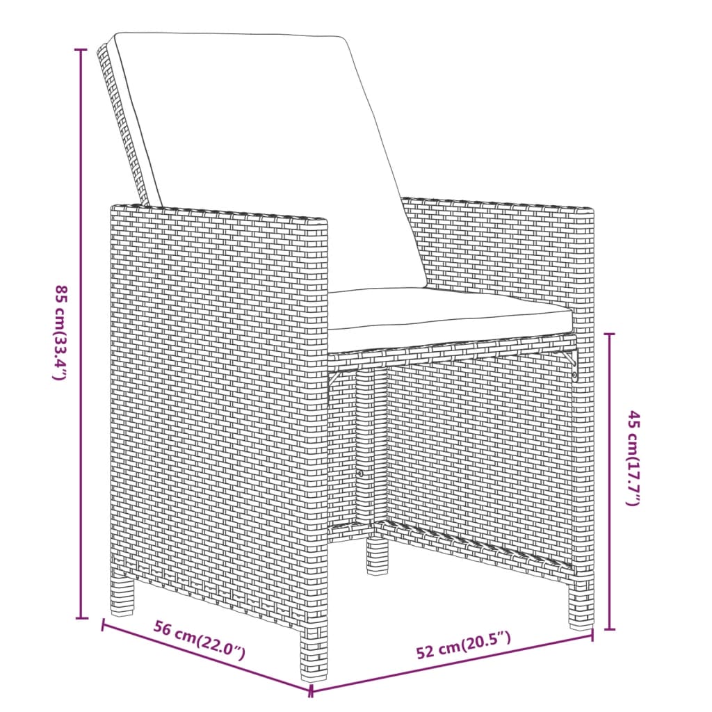 Set comedor de jardín 11 piezas y cojines ratán sintético beige