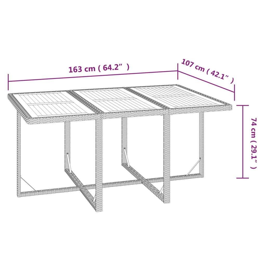 Set comedor de jardín 11 piezas y cojines ratán sintético beige