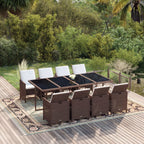 Set comedor de jardín 11 piezas y cojines ratán sintético beige