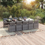 Set comedor de jardín 11 piezas y cojines ratán sintético beige