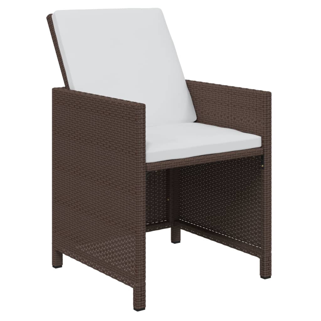 Juego comedor jardín 13 pzas con cojines ratán sintético marrón