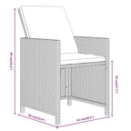 Juego comedor jardín 13 pzas con cojines ratán sintético marrón