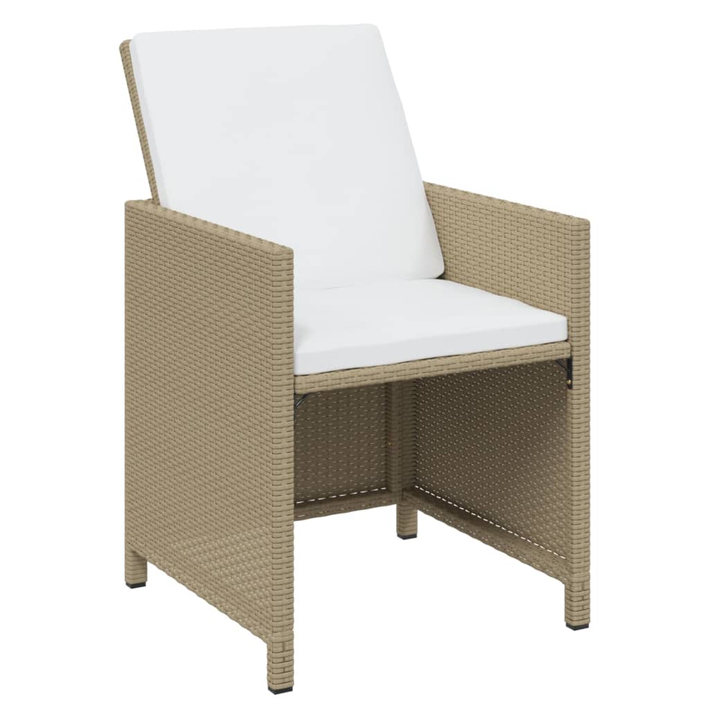 Set comedor de jardín 13 piezas y cojines ratán sintético beige