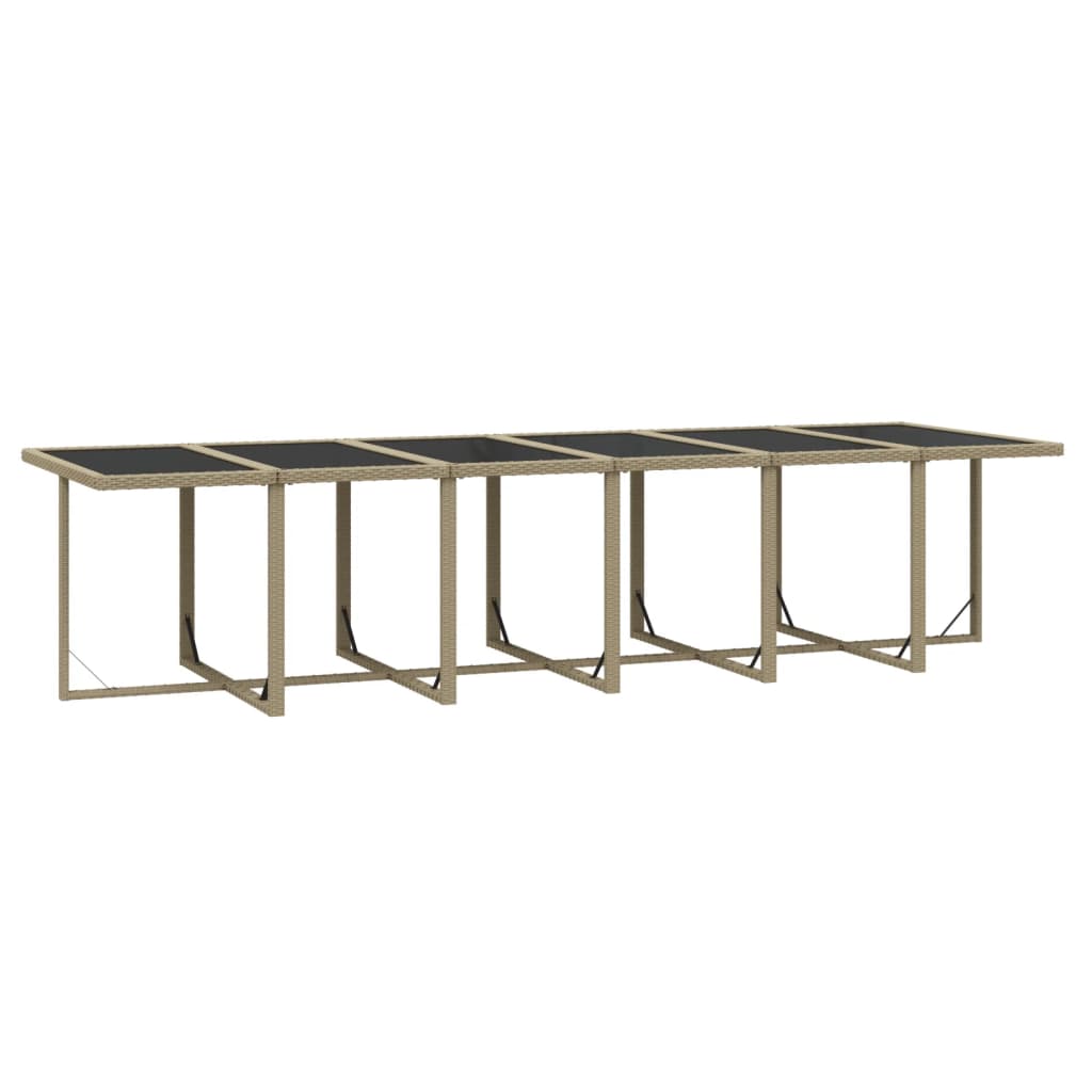 Set comedor de jardín 13 piezas y cojines ratán sintético beige