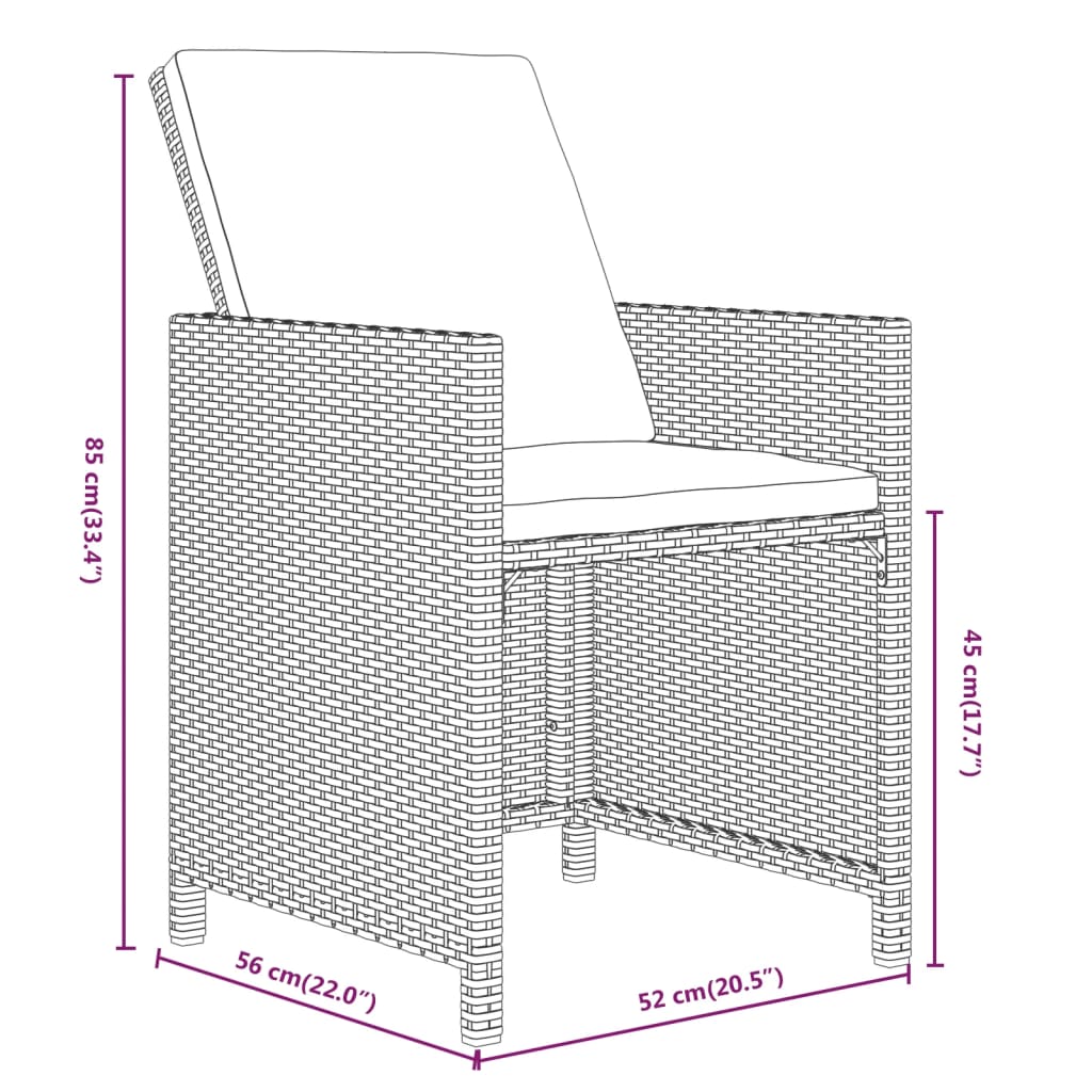 Set comedor de jardín 13 piezas y cojines ratán sintético beige