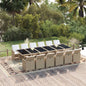 Set comedor de jardín 13 piezas y cojines ratán sintético beige