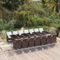 Set comedor de jardín 13 piezas y cojines ratán sintético beige