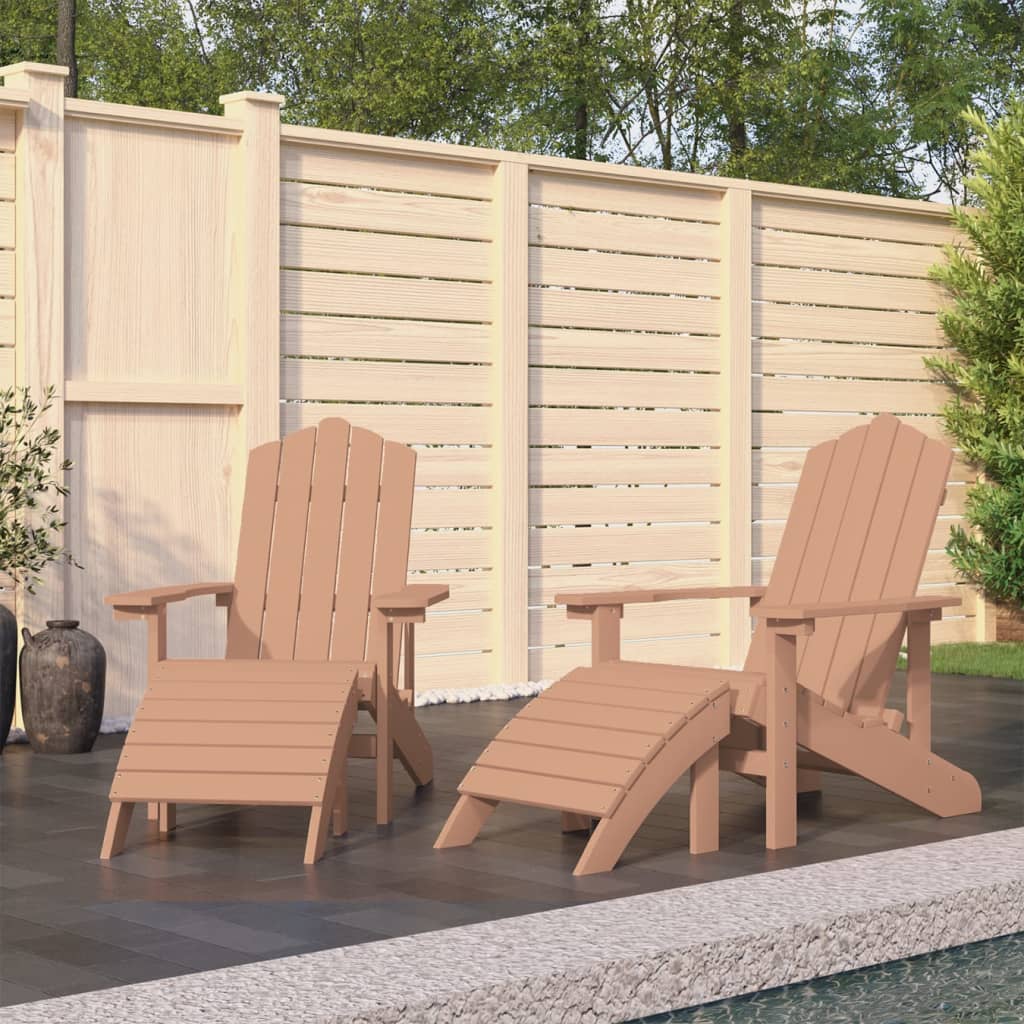 Sillas de jardín Adirondack 2 uds con reposapiés HDPE antracita