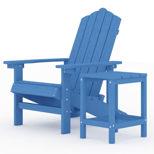 Cadeira de jardim Adirondack com mesa HDPE azul água