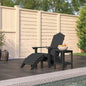 Cadeira de jardim Adirondack com apoio para os pés e mesa em HDPE castanho