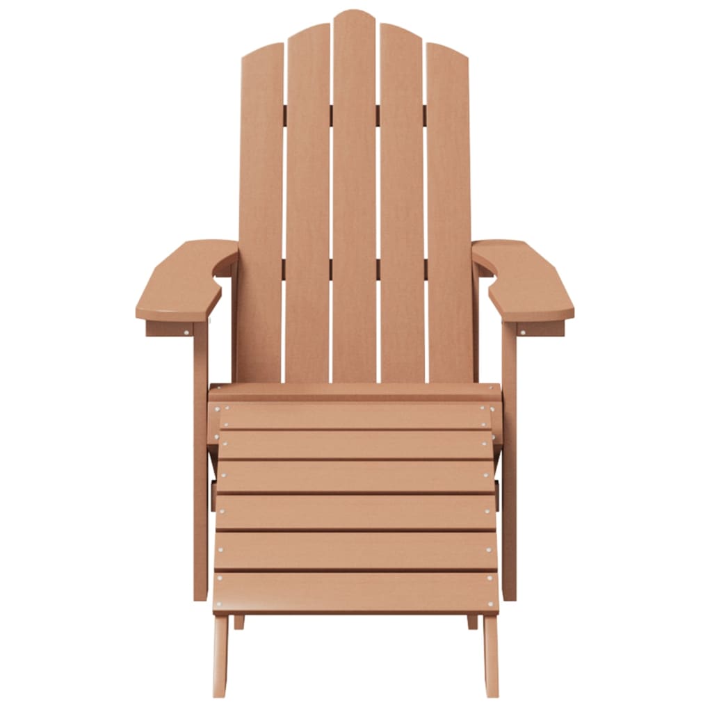Silla de jardín Adirondack con reposapiés y mesa HDPE marrón