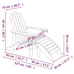 Silla de jardín Adirondack con reposapiés y mesa HDPE marrón