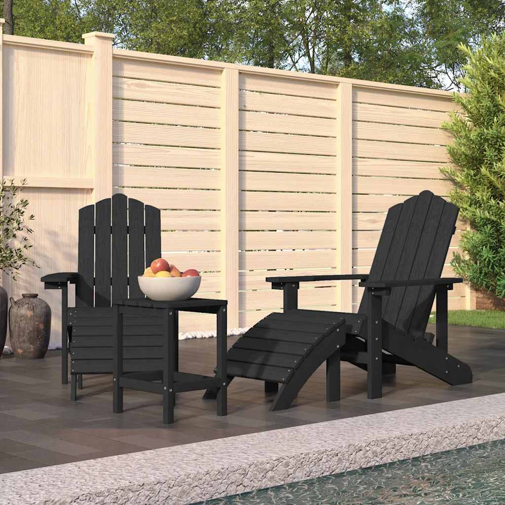 Sillas de jardín Adirondack con reposapiés y mesa HDPE blanco