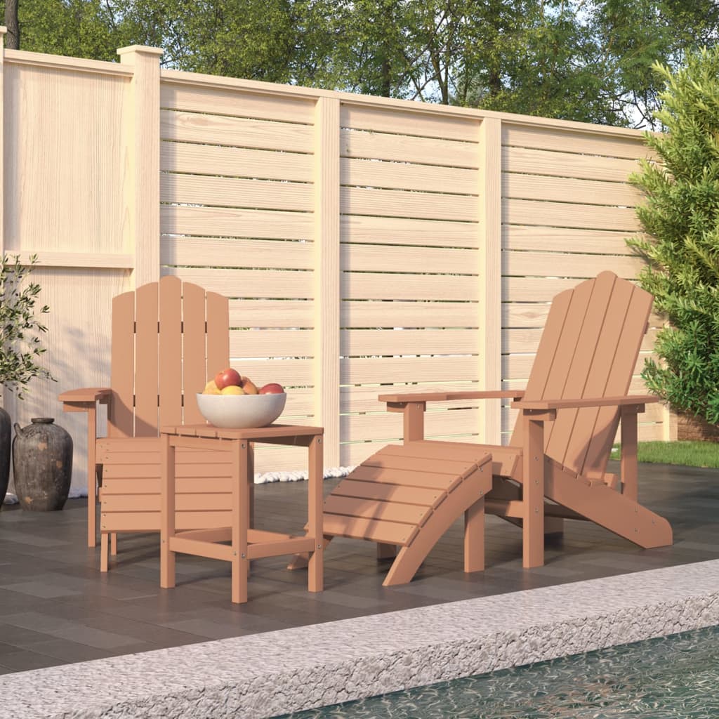 Sillas de jardín Adirondack con reposapiés y mesa HDPE blanco