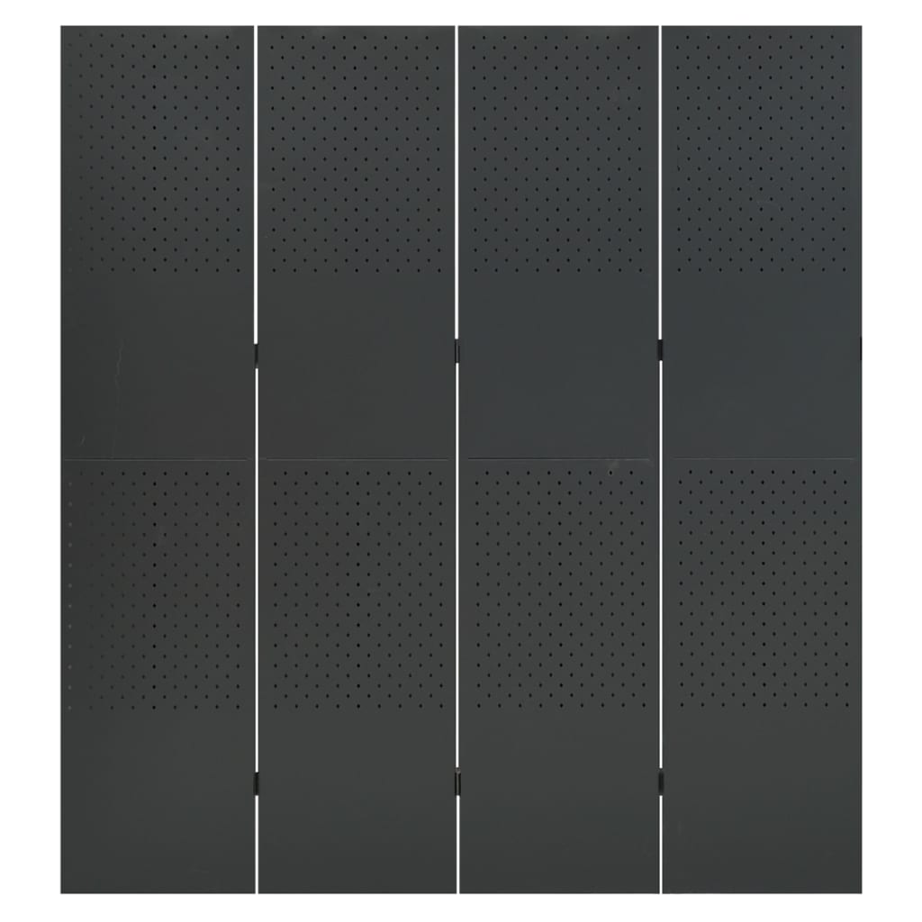 Biombos divisores de 4 paneles 2 uds antracita acero 160x180 cm