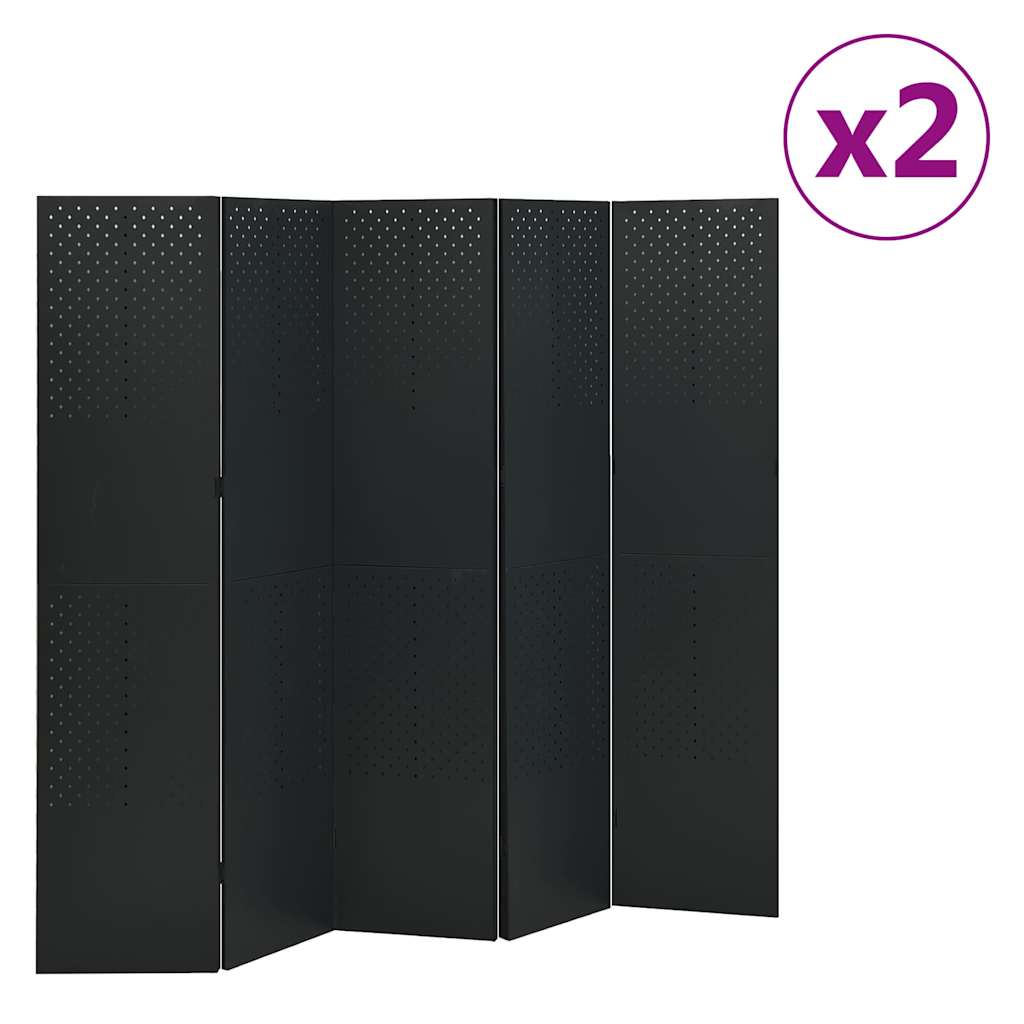 Biombos divisores de 4 paneles 2 uds antracita acero 160x180 cm
