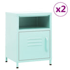 Mesitas de noche 2 uds acero verde menta 35x35x51 cm