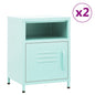 Mesitas de noche 2 uds acero verde menta 35x35x51 cm