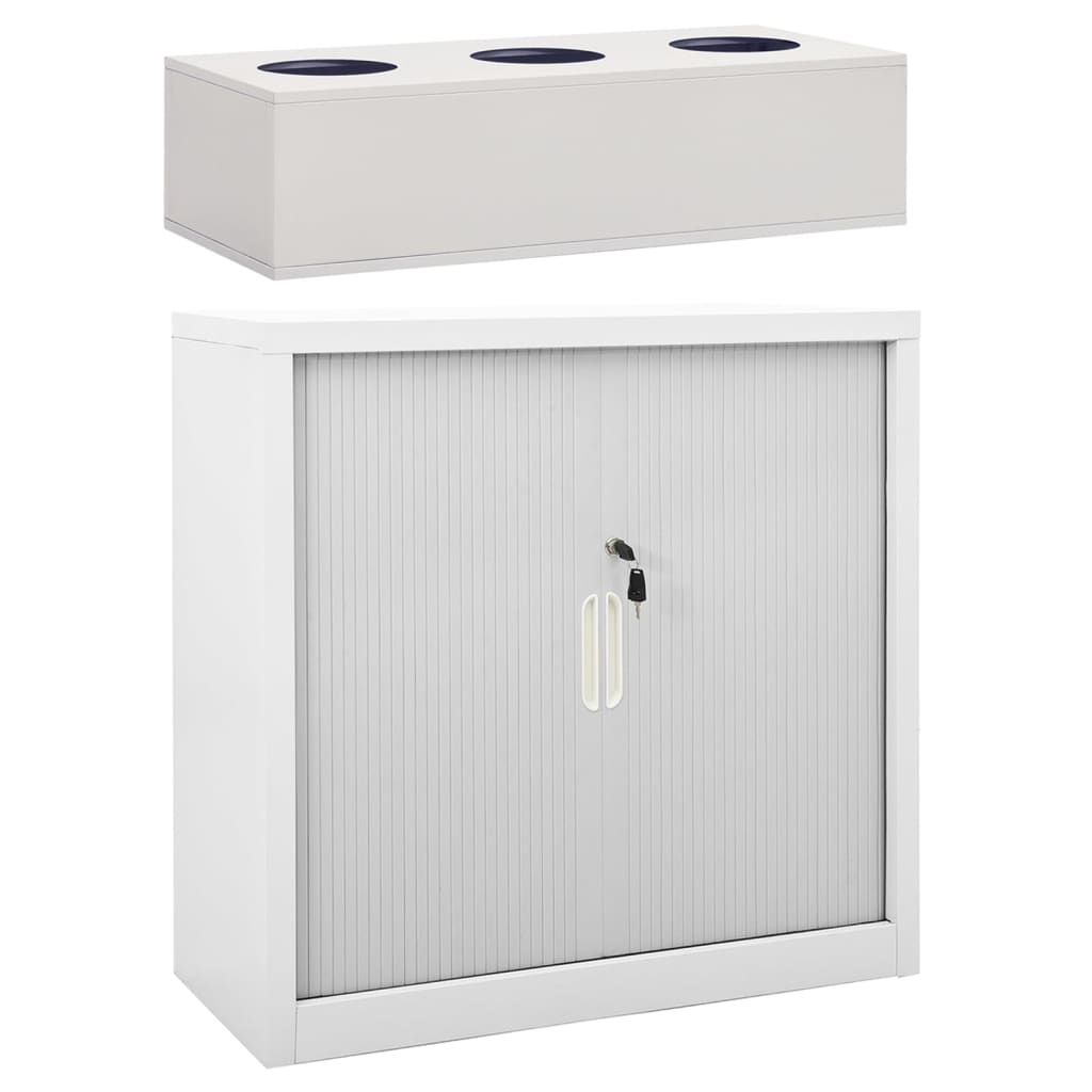 Sliding door cupboard with steel gray planter 90x40x113cm