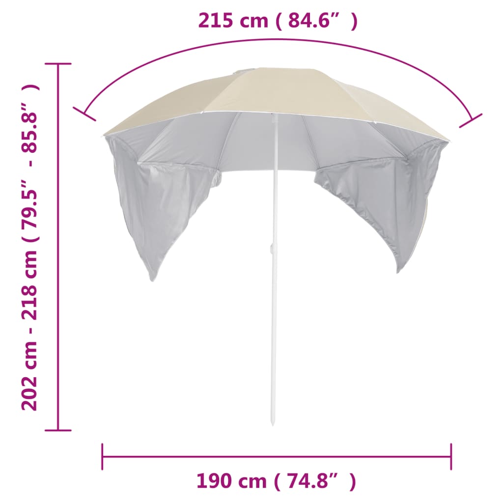 Sombrilla de playa con paredes laterales arena 215 cm