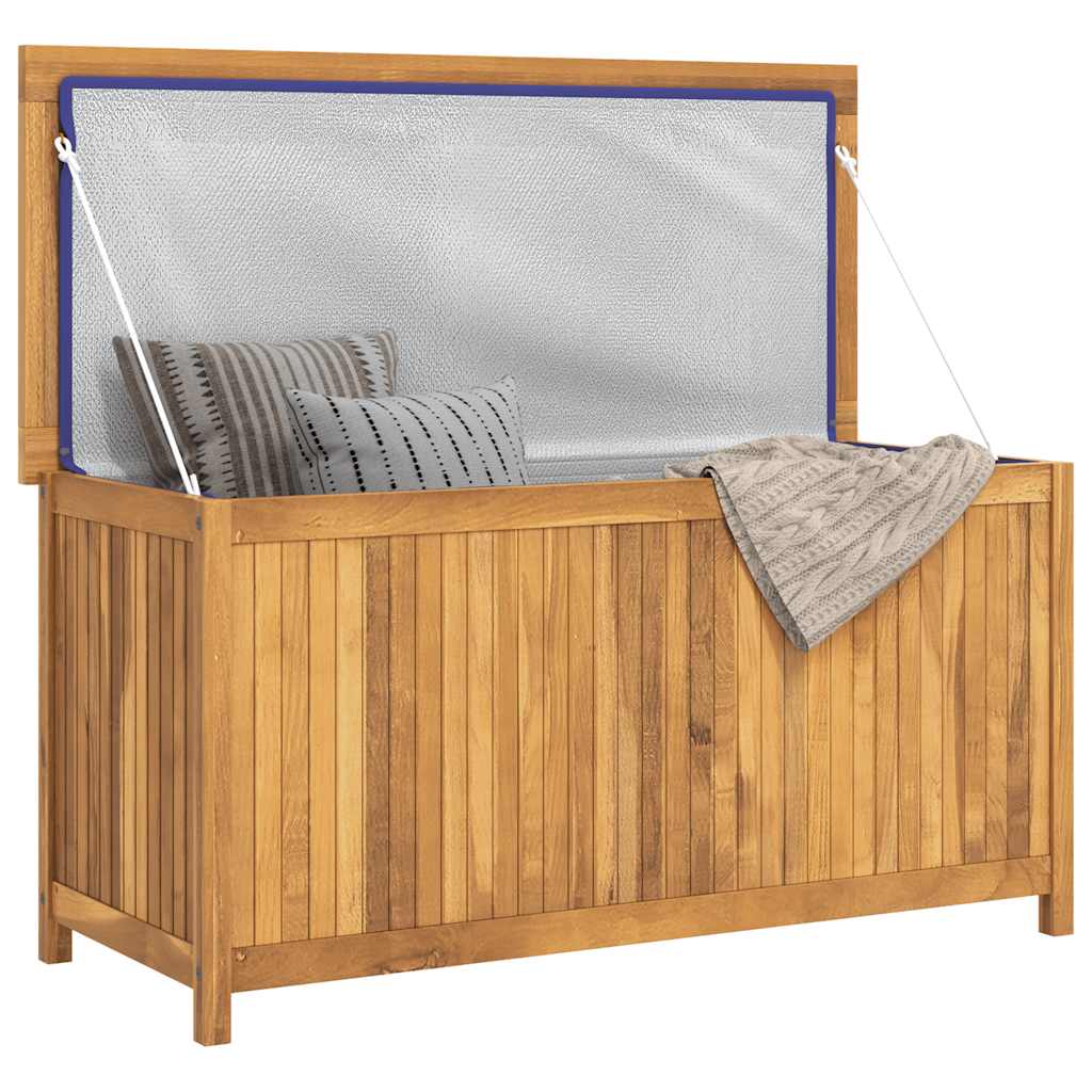 Baúl de jardín madera maciza de teca 114x50x58 cm