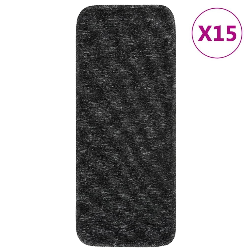 Alfombra autoadhesiva escalera sisal 15 uds antracita 56x17x3cm