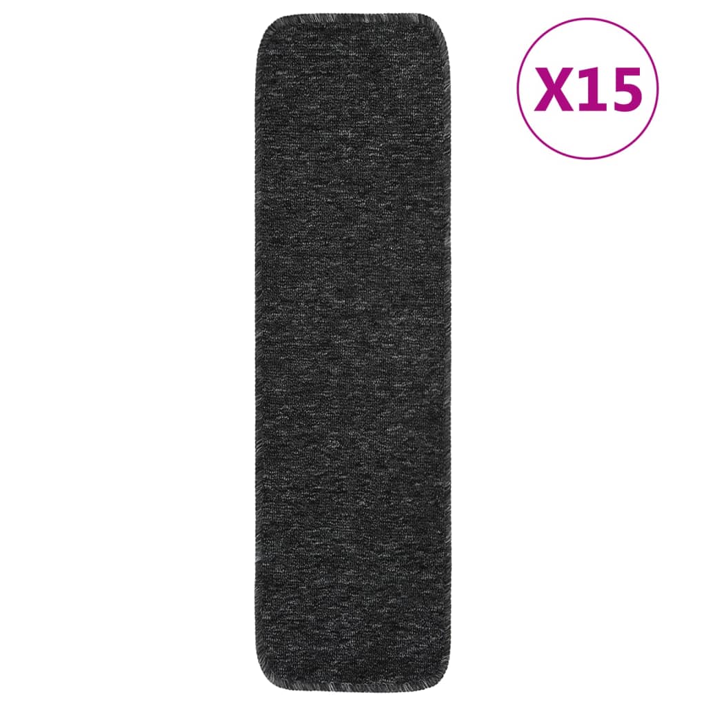 Alfombra autoadhesiva escalera sisal 15 uds antracita 56x17x3cm