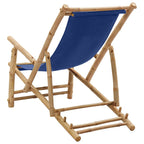 Silla de playa de bambú y lona azul marino
