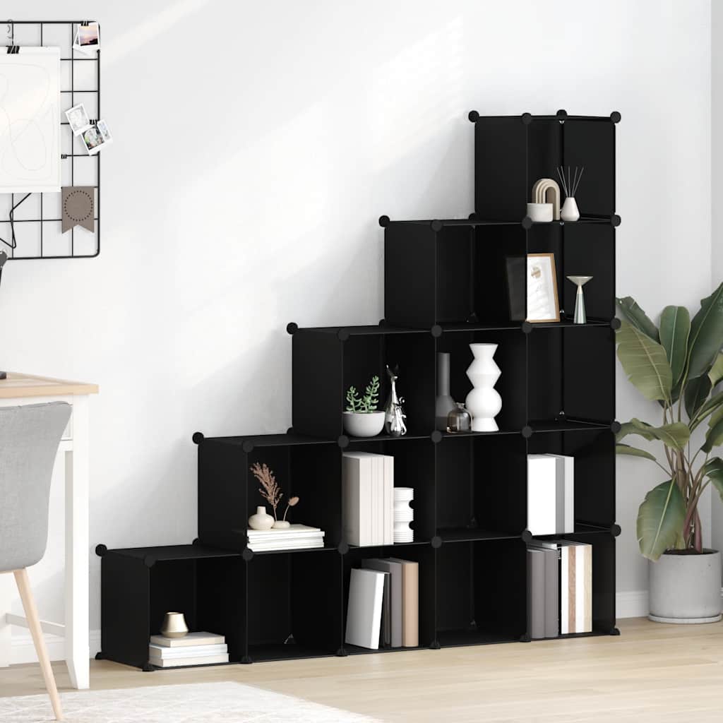 Estante de cubos com 12 compartimentos preto PP