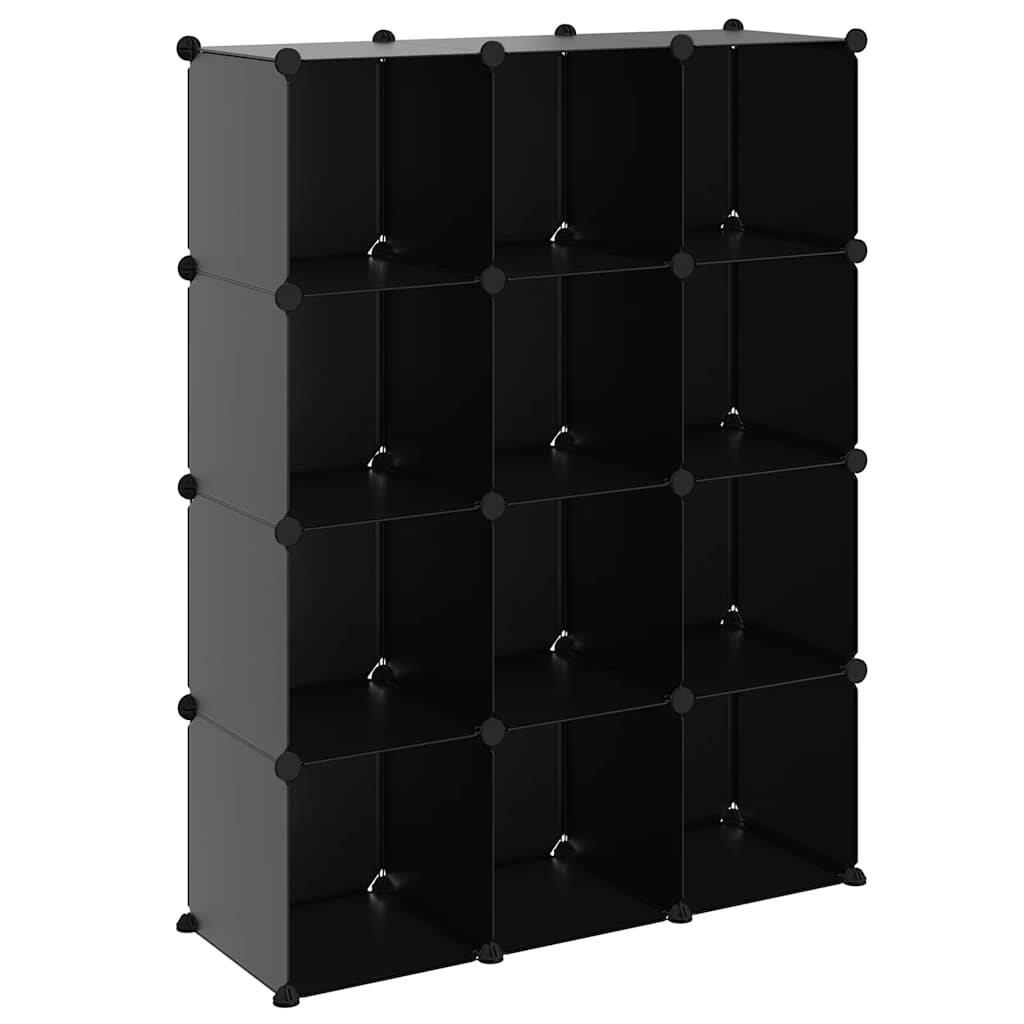 Estantería de cubos con 12 compartimentos negro PP
