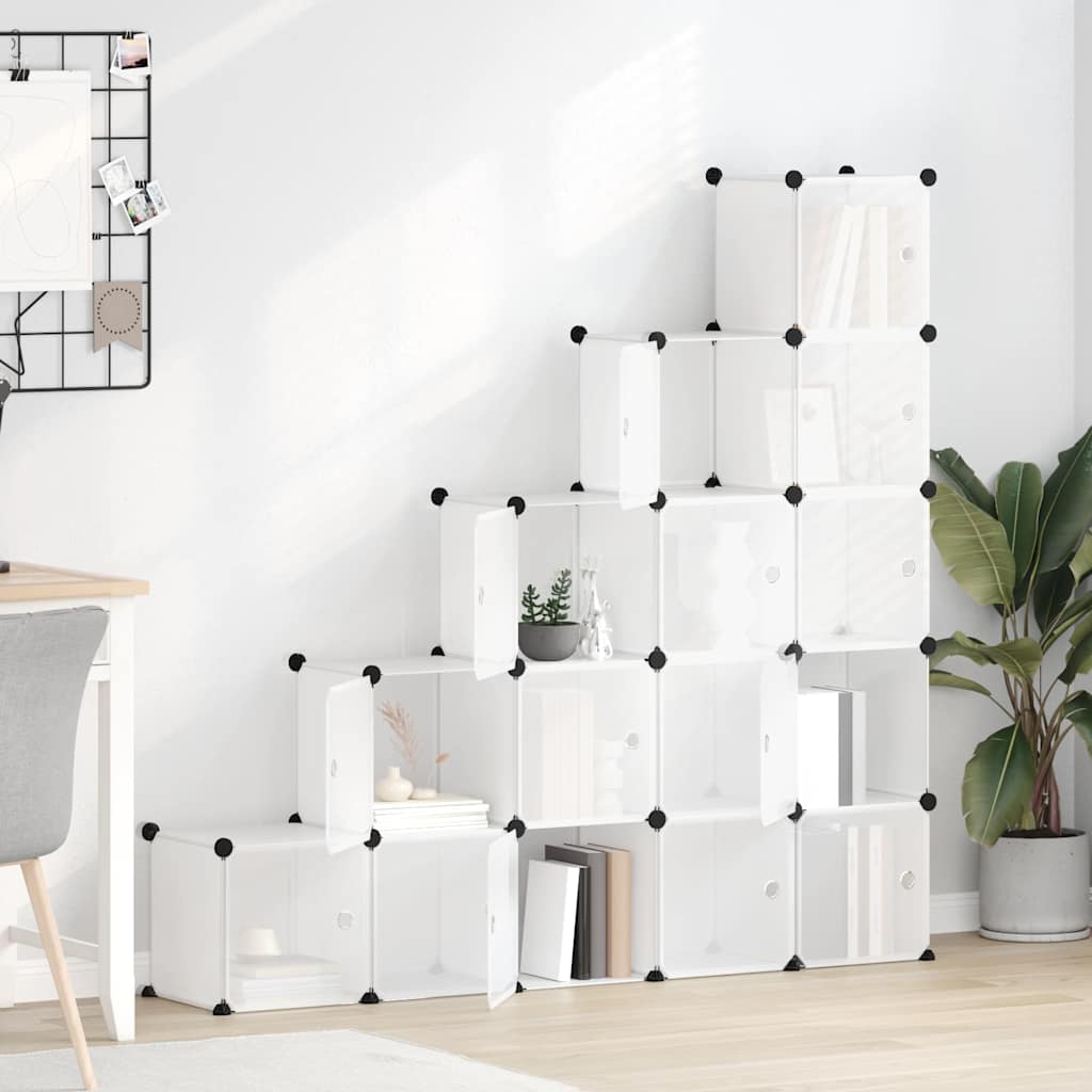 Organizador de armazenamento em cubo com 12 cubos e portas, PP transparente
