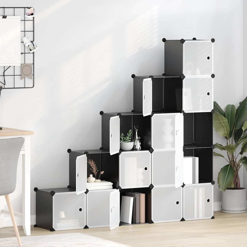 Estante de cubos com 12 compartimentos preto PP