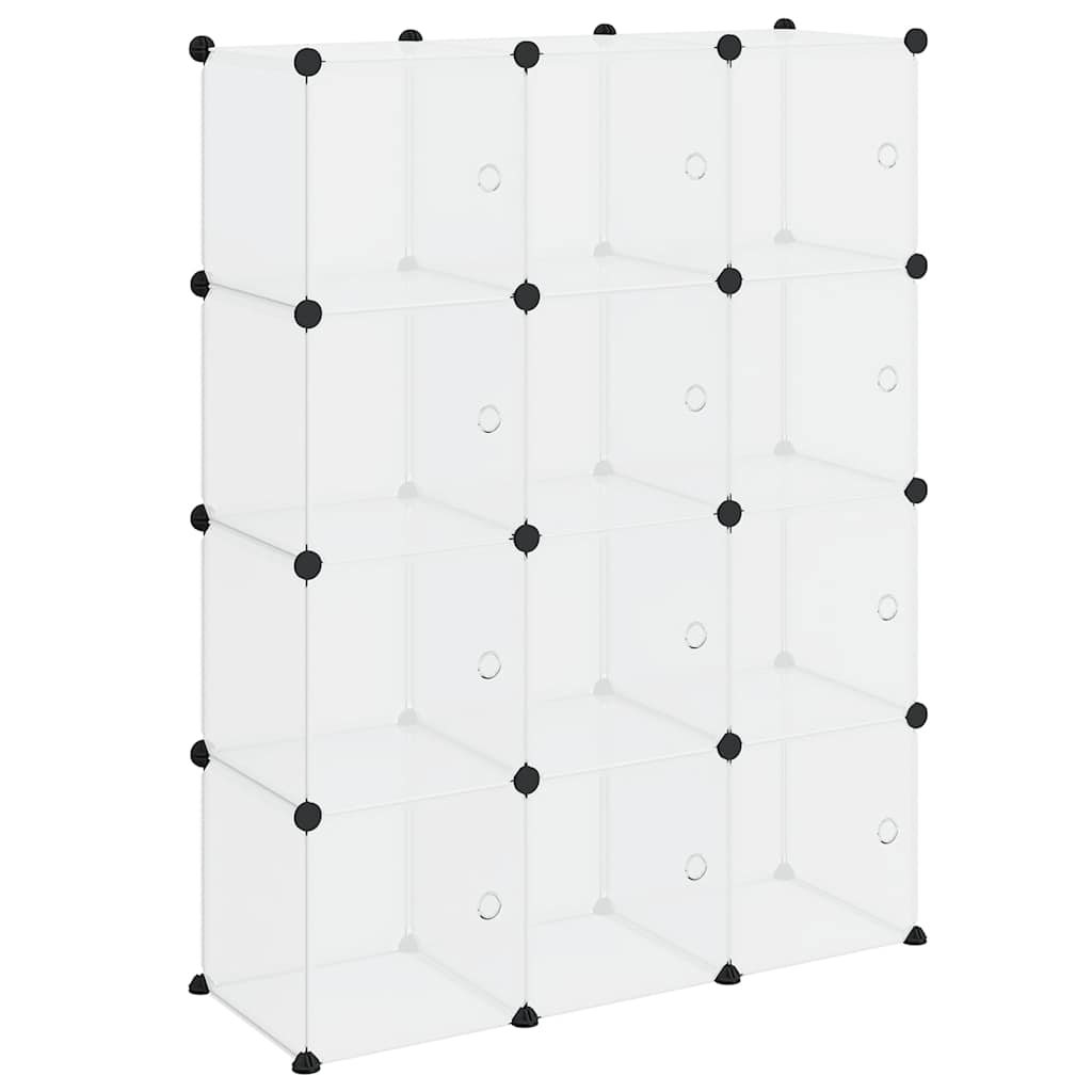 Organizador de cubos de almacenamiento con 12 cubos y puertas, PP transparente