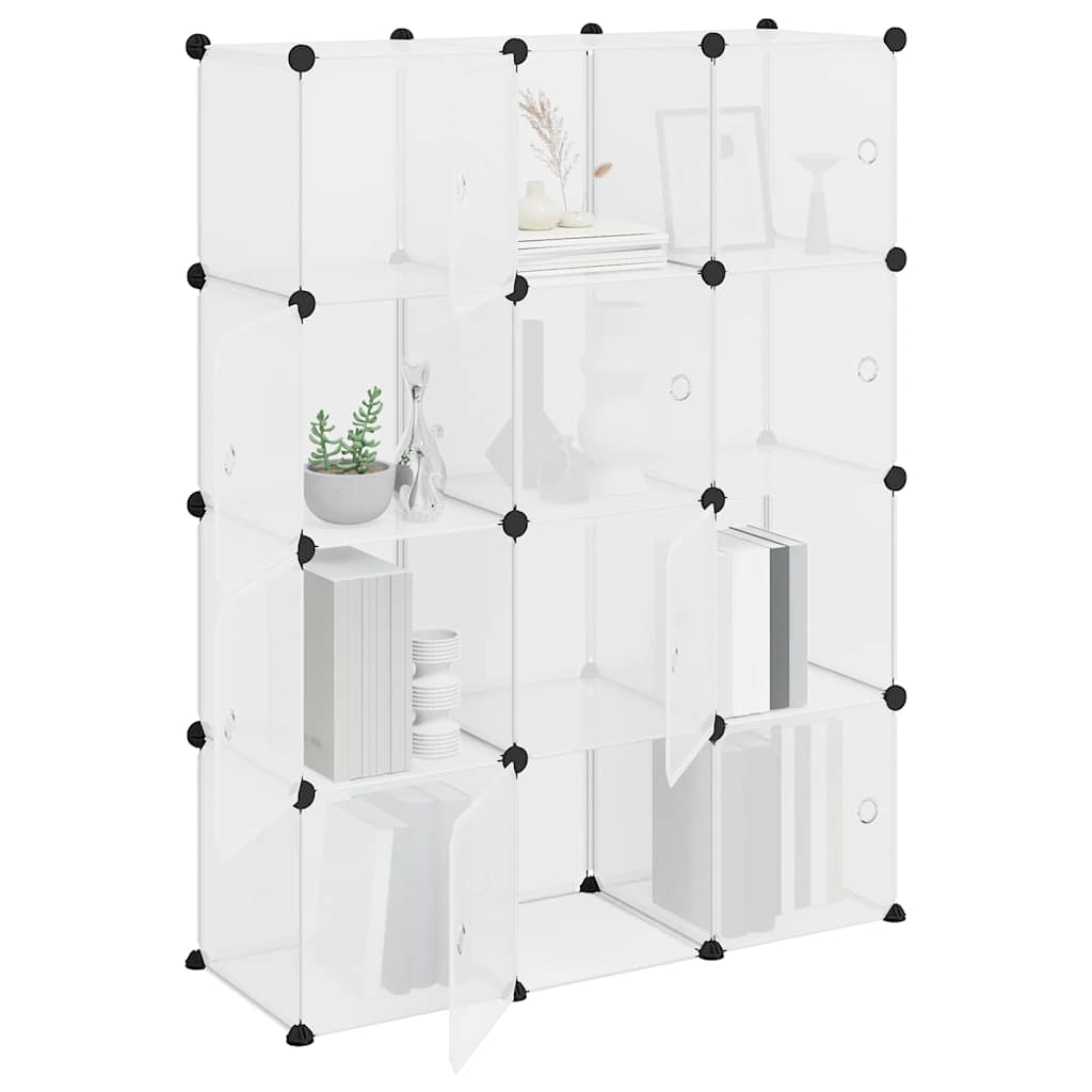 Organizador de cubos de almacenamiento con 12 cubos y puertas, PP transparente
